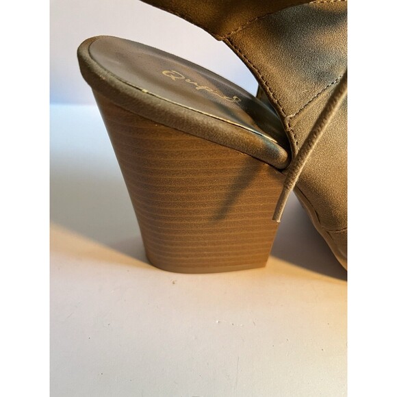 Qupid Women's Gladiator Block Heels Lace Up Peep Toe Ankle Tan Size 8.5 - Picture 5 of 8